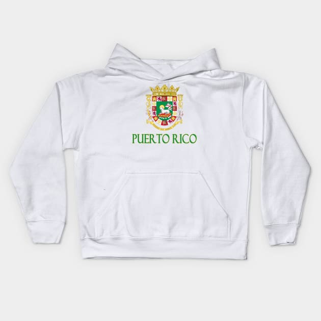 Puerto Rico - Coat of Arms Design Kids Hoodie by Naves